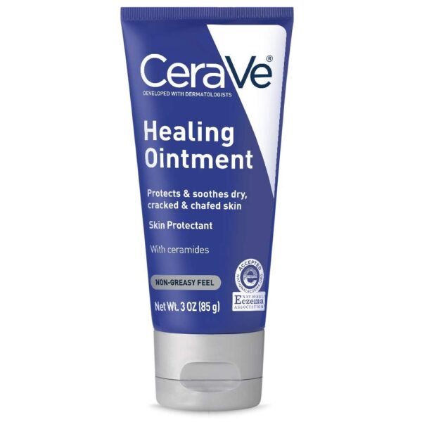 CeraVe Healing Ointment, Hydrating Skin Protectant With Petrolatum, Hyaluronic Acid & Ceramides, Face & Body Skin Barrier Repair For Cracked, Chafed, Dry Skin, Fragrance Free & Lanolin Free, 5 Oz